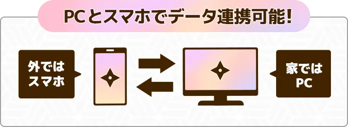 PCとスマホでデータ連携可能！外ではスマホ 家ではPC